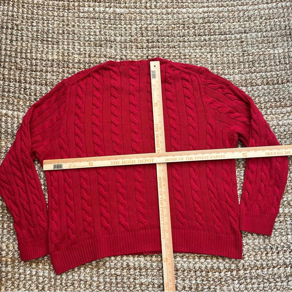 Polo Ralph Lauren Red Cable Knit Sweater (2XL) Mens - Picture 4 of 6